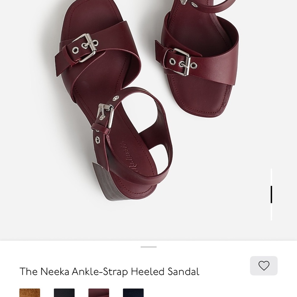 Madewell Burgundy Ankle-Strap Sandals with Silver Buckles